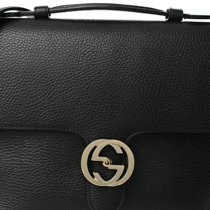 Gucci Dollar Calfskin Medium Interlocking G Top Handle Shoulder Bag Black 8 of 10