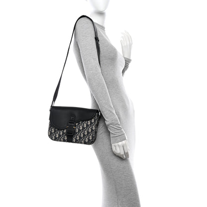 Christian Dior Oblique Jacquard Grained Calfskin Small Saddle Messenger Bag Beige Black 2 of 12