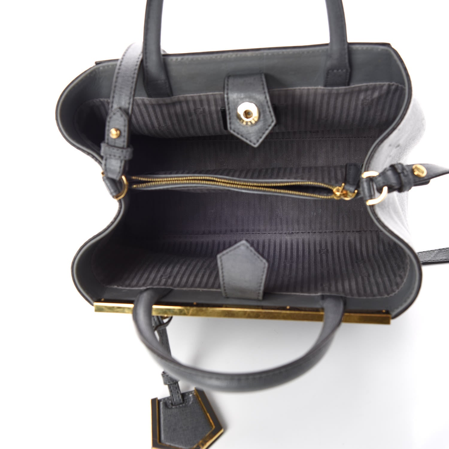 Fendi Vitello Elite Petite 2Jours Tote Grigio Grigio Chiaro 7 of 9