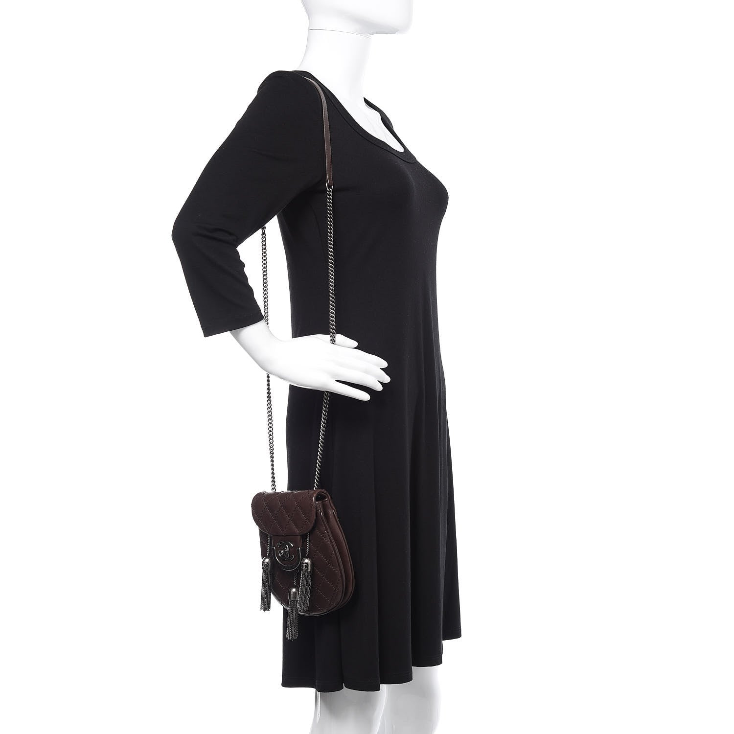 Chanel Calfskin Coco Sporran Small Tassel Flap Dark Brown 2 of 12