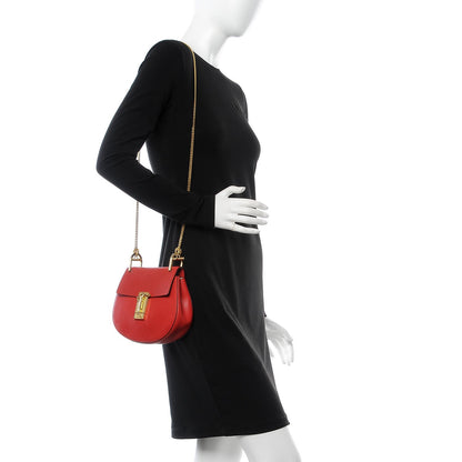 Chloe Grained Lambskin Mini Drew Shoulder Bag Plaid Red 2 of 6