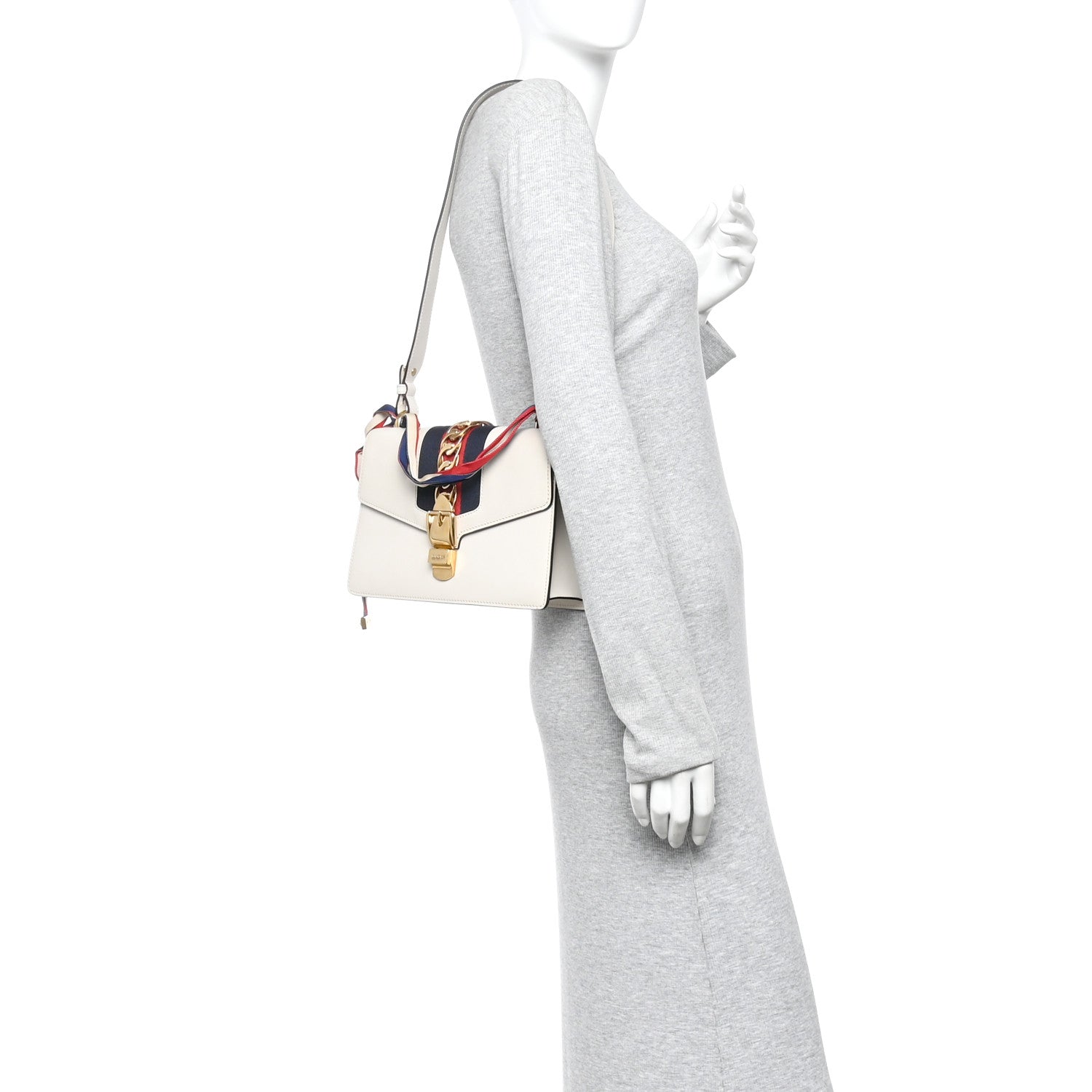 Gucci Calfskin Small Sylvie Shoulder Bag Off White 2 of 10