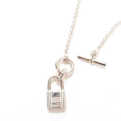 Hermes Sterling Silver Cadenas Kelly Lock Pendant Necklace 3 of 5