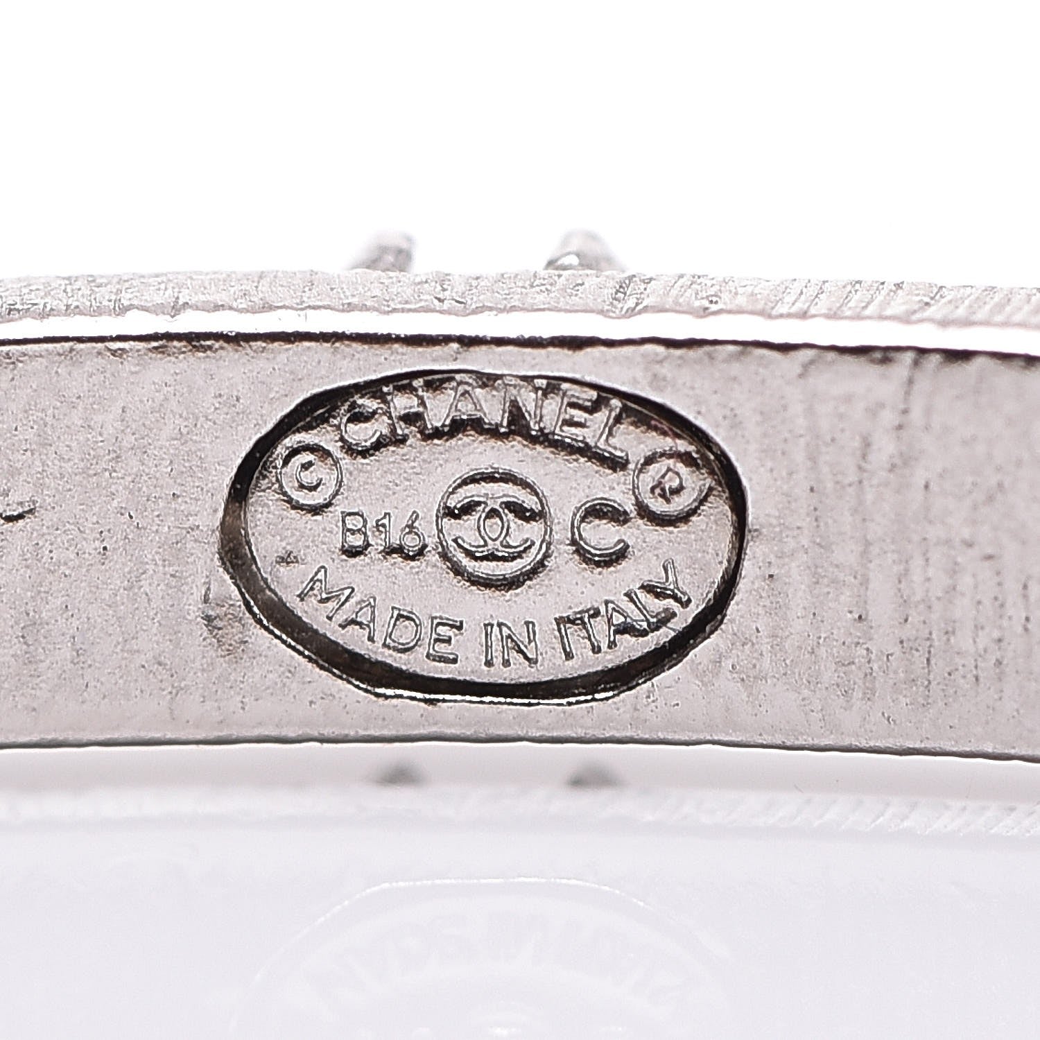 Chanel Crystal CC Large Hoop Earrings Grey Silver 3 of 5