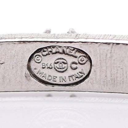 Chanel Crystal CC Large Hoop Earrings Grey Silver 3 of 5