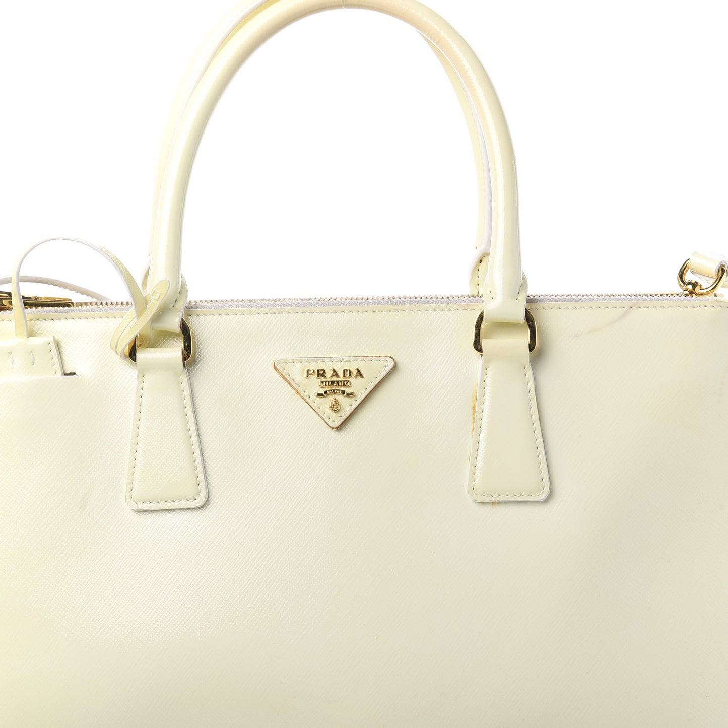 Saffiano Vernice Medium Galleria Double Zip Tote Bianco