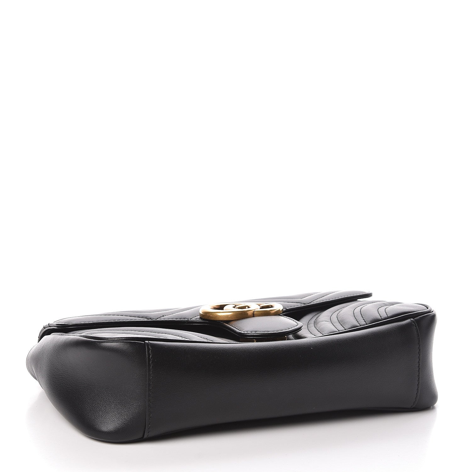 Gucci Calfskin Matelasse Small GG Marmont Shoulder Bag Black 4 of 9