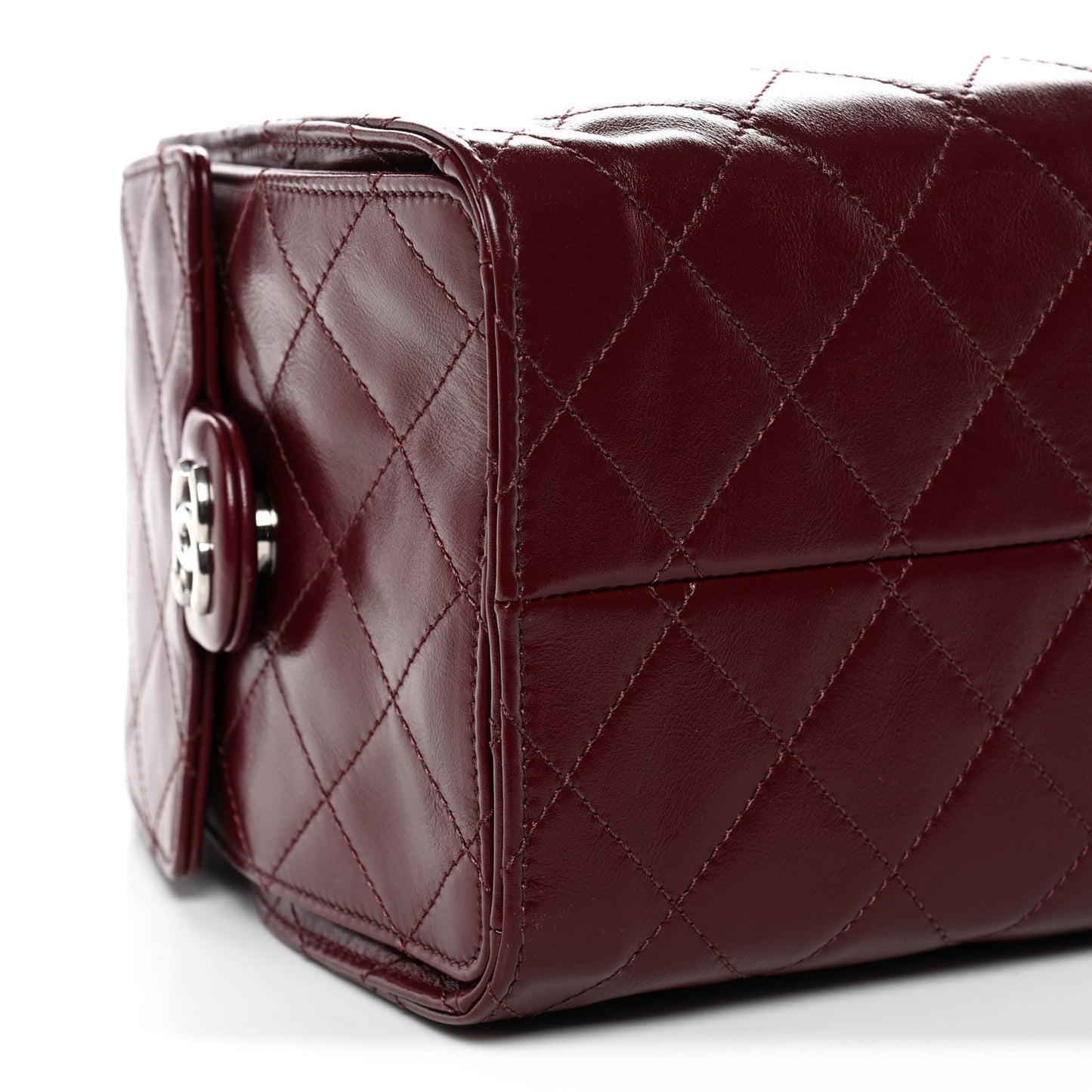 Shiny Calfskin Quilted Small Chanel 25 Handbag Burgundy