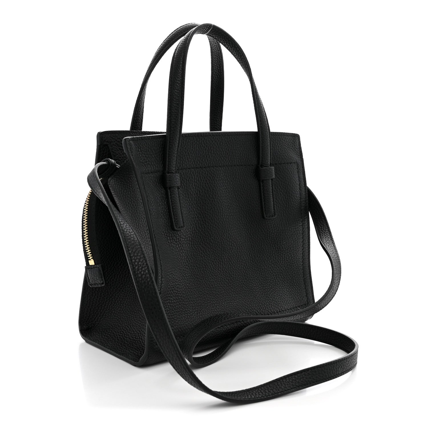 Salvatore Ferragamo Hammered Calfskin Double Handle Small Amy Tote  Black 3 of 9