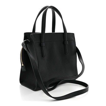 Salvatore Ferragamo Hammered Calfskin Double Handle Small Amy Tote  Black 3 of 9