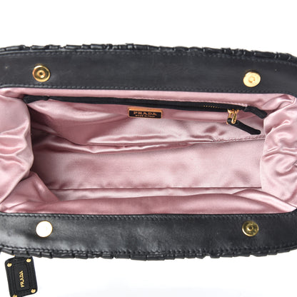 Prada Nappa Pleated Pochette Clutch Black 5 of 7