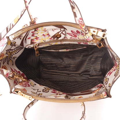 Prada Saffiano Floral Print Large Twin Pocket Tote Talco 5 of 9