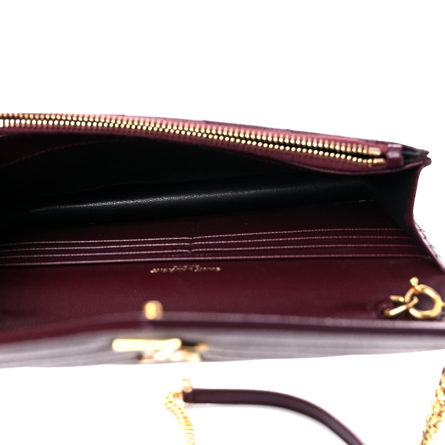 Saint Laurent Grain De Poudre Matelasse Chevron Monogram Envelope Chain Wallet Rouge Legion 5 of 9
