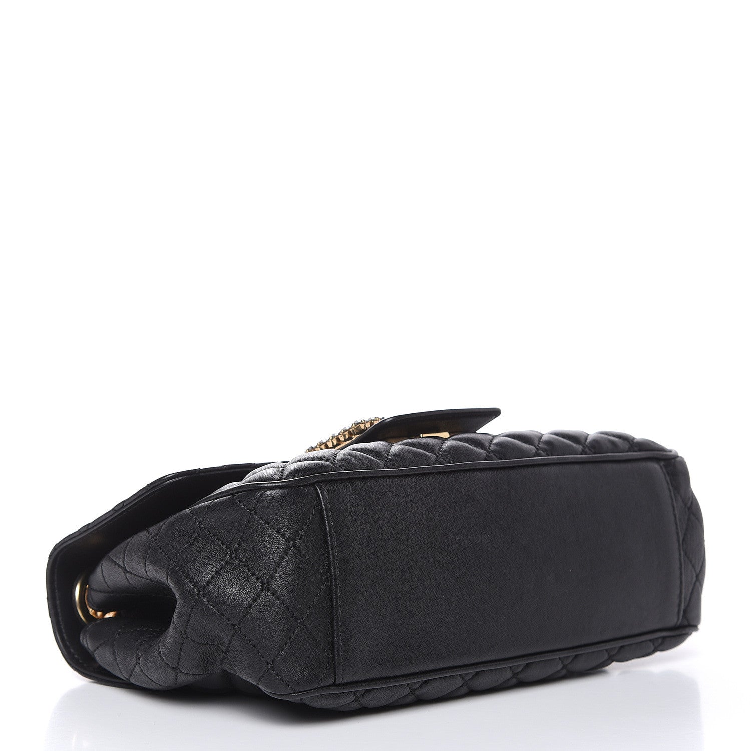 Dolce & Gabbana Lambskin Quilted Crystal Embellished Millennial Rectangular Shoulder Bag Black 4 of 13