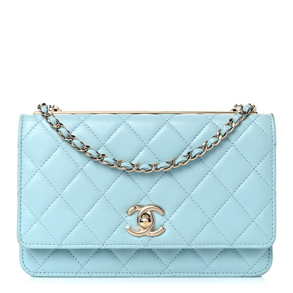 Chanel Lambskin Quilted Trendy CC Wallet On Chain WOC Light Blue 1 of 17