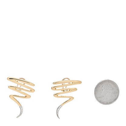 Tiffany 18K Yellow Gold Platinum Diamond Paloma Picasso Scribble French Clip Earrings 2 of 6