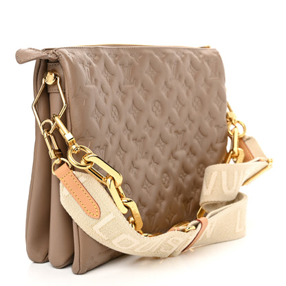 Louis Vuitton Lambskin Embossed Monogram Coussin MM Taupe 3 of 11