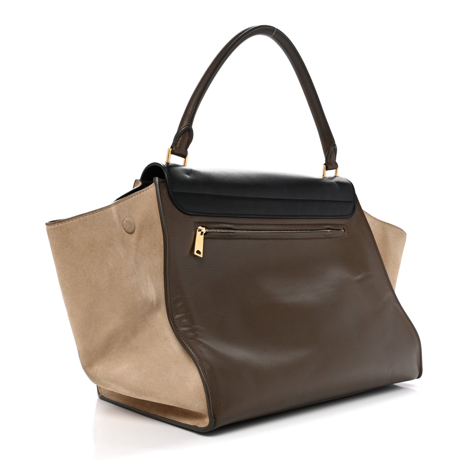 Celine Calfskin Suede Tri-color Large Trapeze Olive 3 of 16