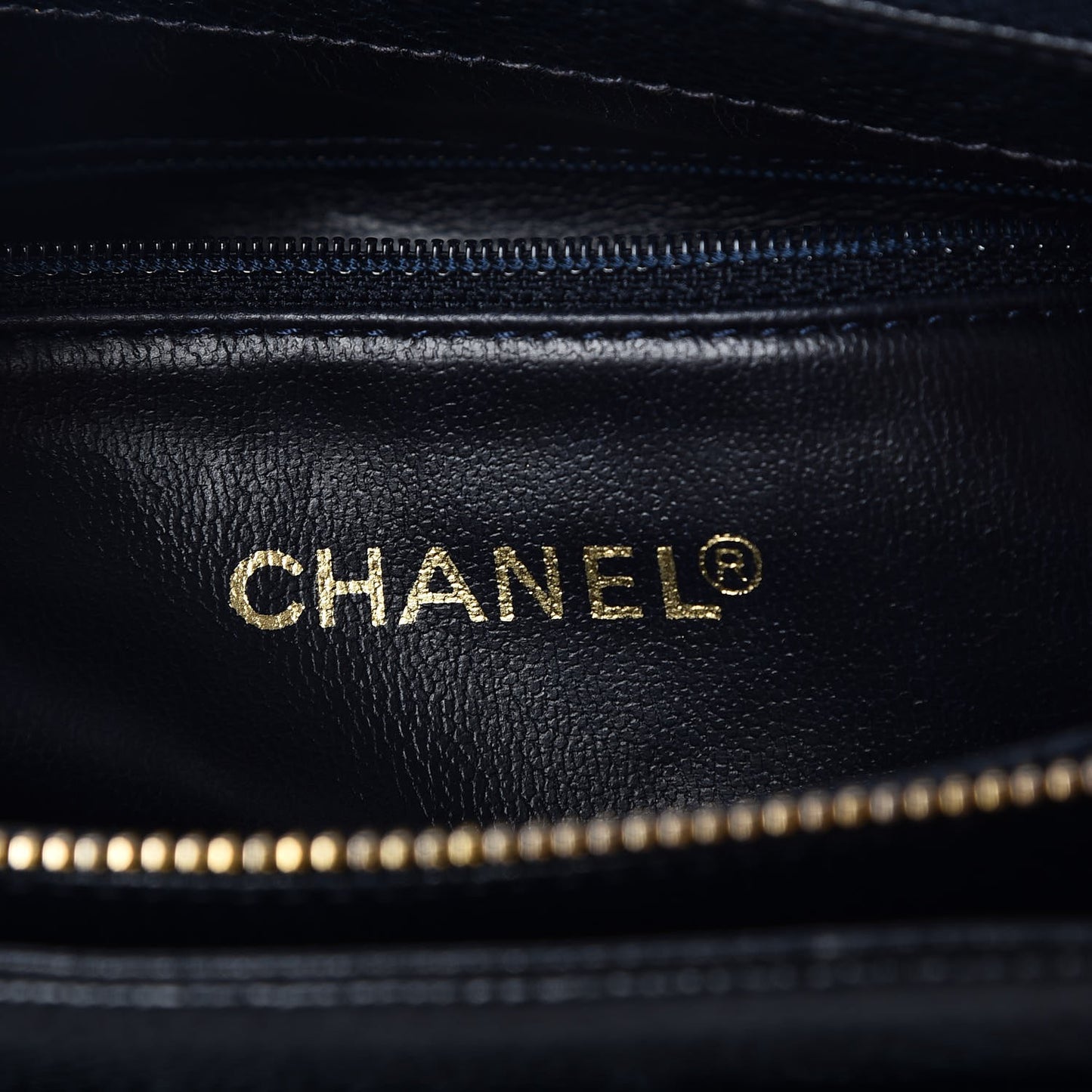 Caviar Flap Shoulder Bag Navy
