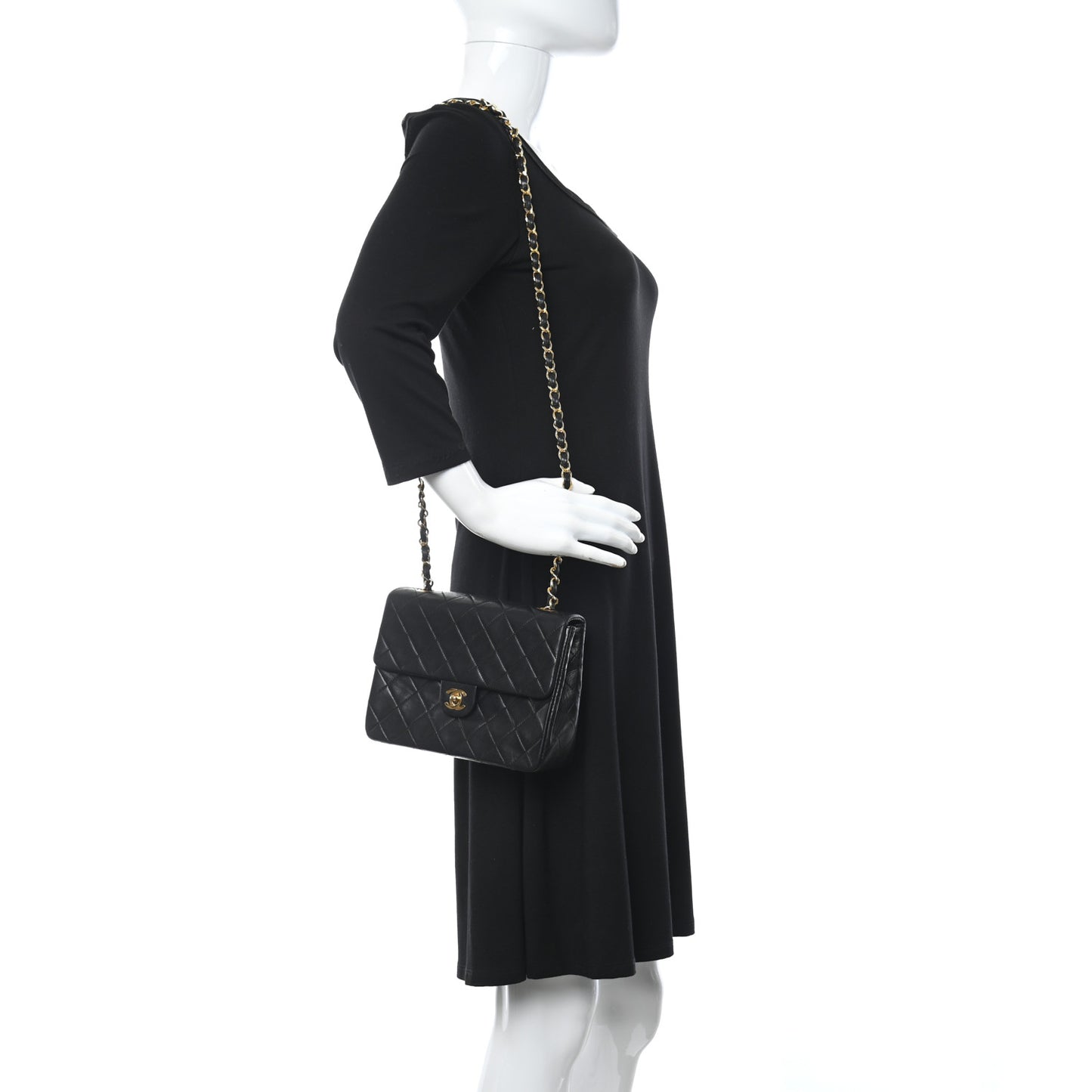 Lambskin Quilted Mini Square Flap Bag Black