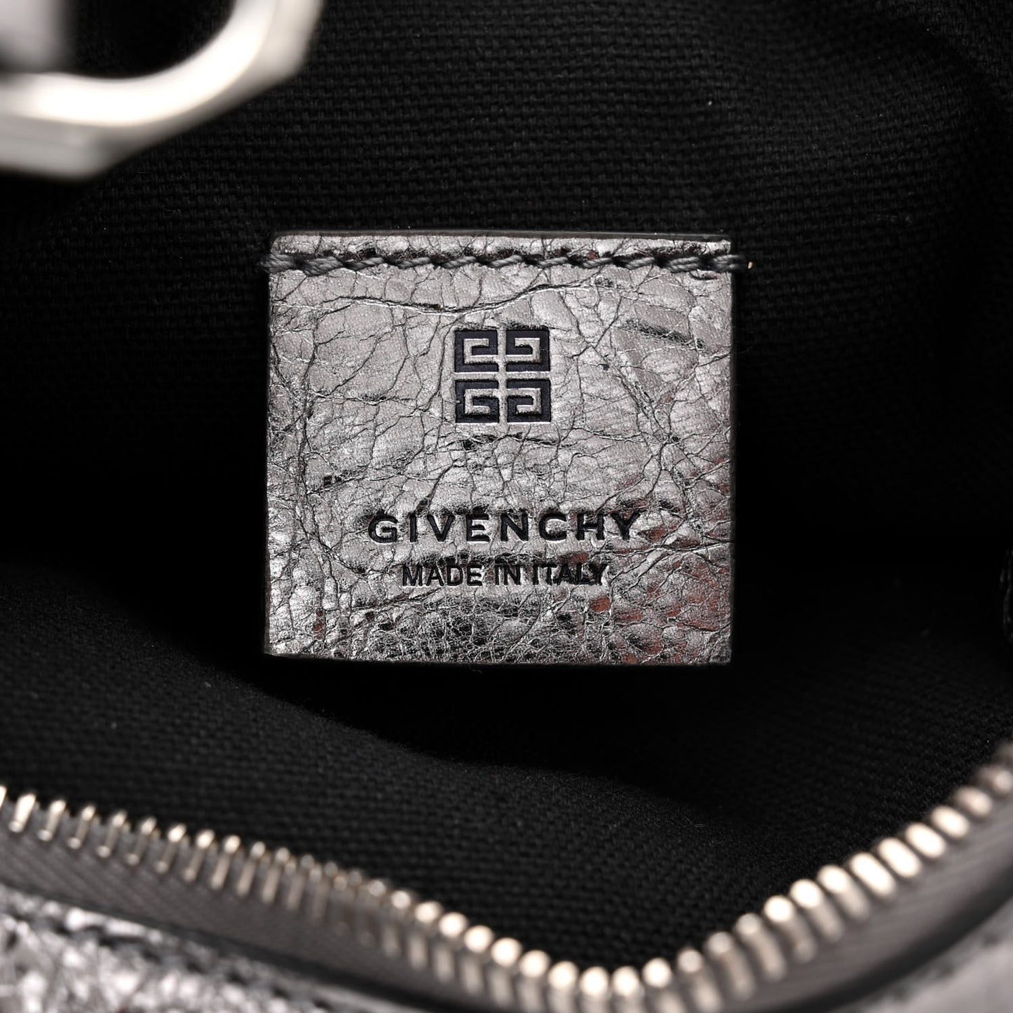 Metallic Calfskin Mini Voyou Bag Silver