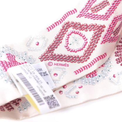 Hermes Silk Kelly En Perles Twilly Creme Framboise 2 of 4