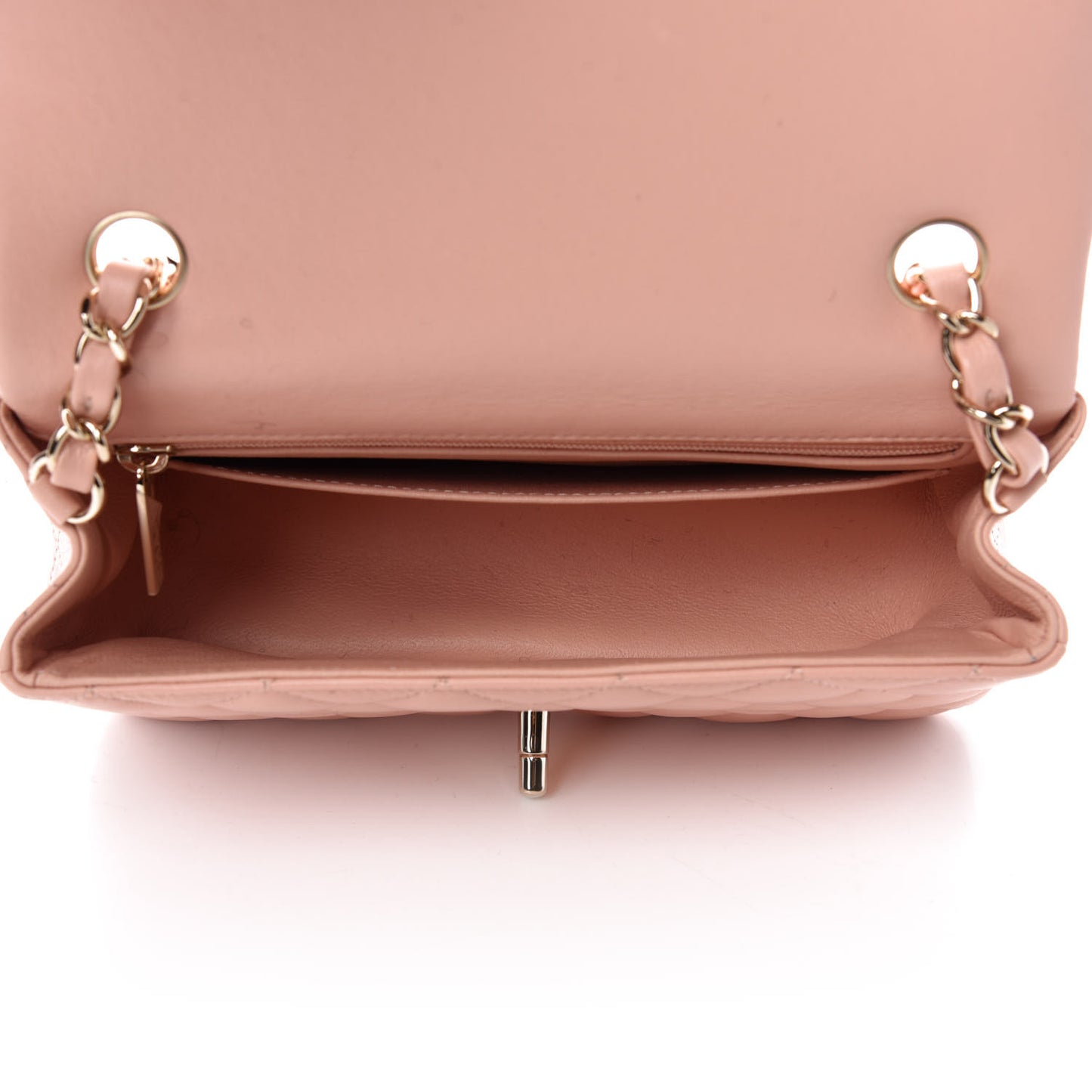 Lambskin Quilted Mini Rectangular Flap Light Pink