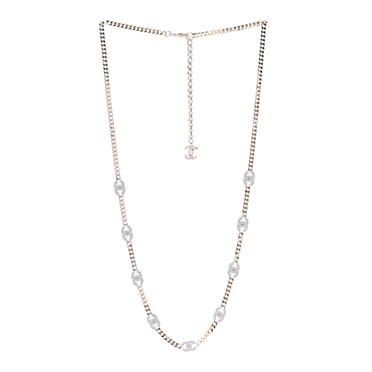 Crystal Chain CC Necklace Gold Silver
