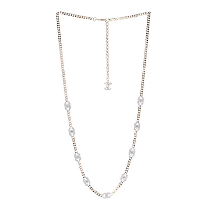Chanel Crystal Chain CC Necklace Gold Silver 3 of 6