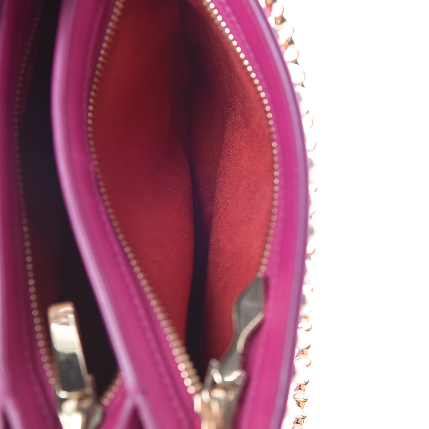 Christian Louboutin Calfskin Small Triloubi Paris Spikes Chain Bag Fuchsia 9 of 10