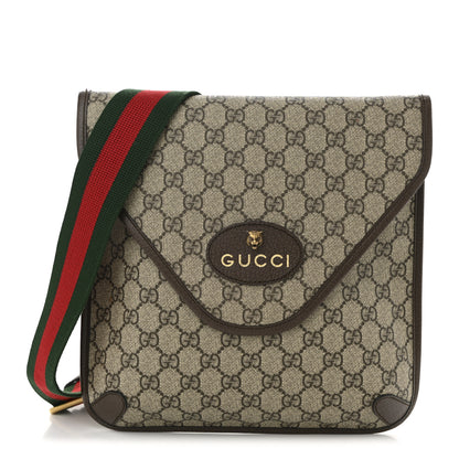 Gucci GG Supreme Monogram Web Medium Neo Vintage Flap Messenger Bag Beige New Acero 1 of 12