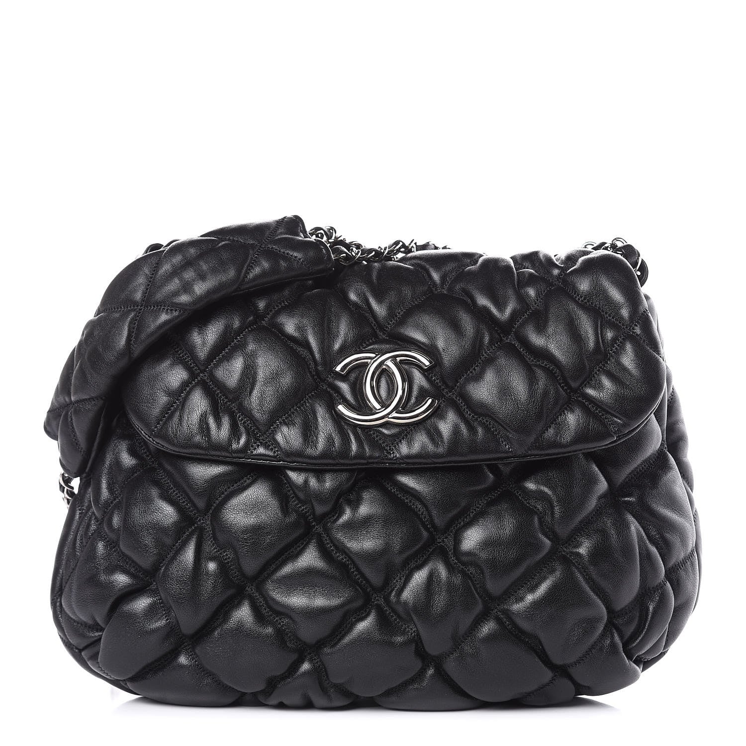 Chanel Lambskin Bubble Quilt Flap Bag Black 1 of 10