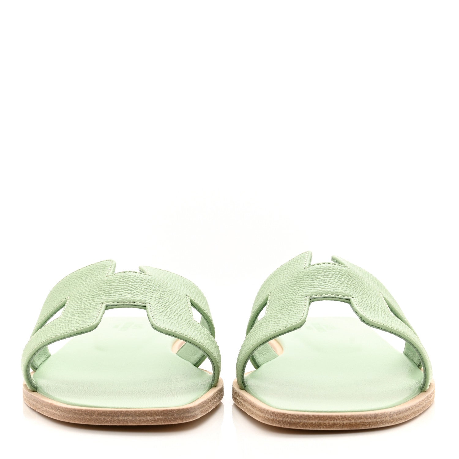 Hermes Epsom Oran Sandals 38.5 Vert Jade 2 of 8
