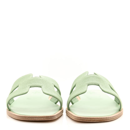 Hermes Epsom Oran Sandals 38.5 Vert Jade 2 of 8