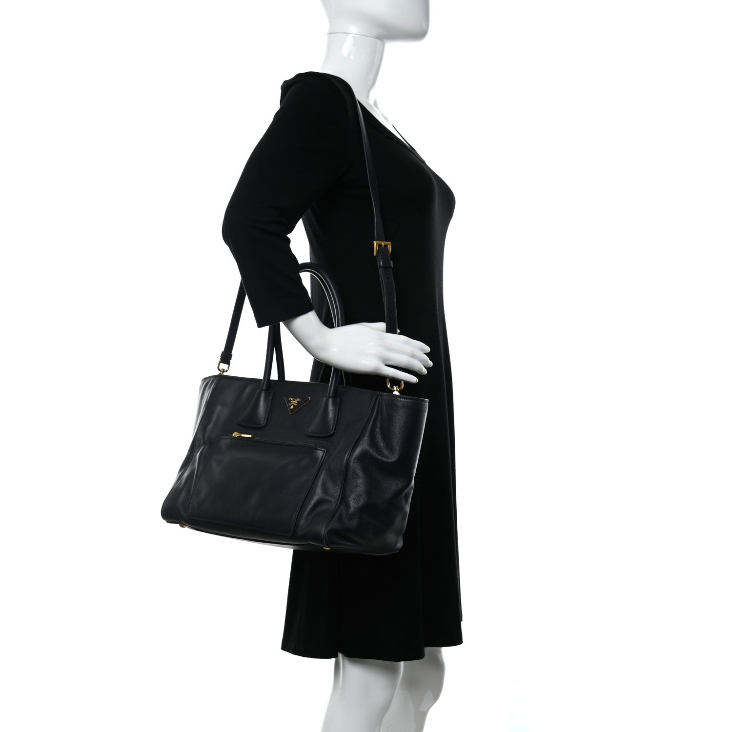 Prada Soft Calf Shopping Tote Baltico 2 of 11