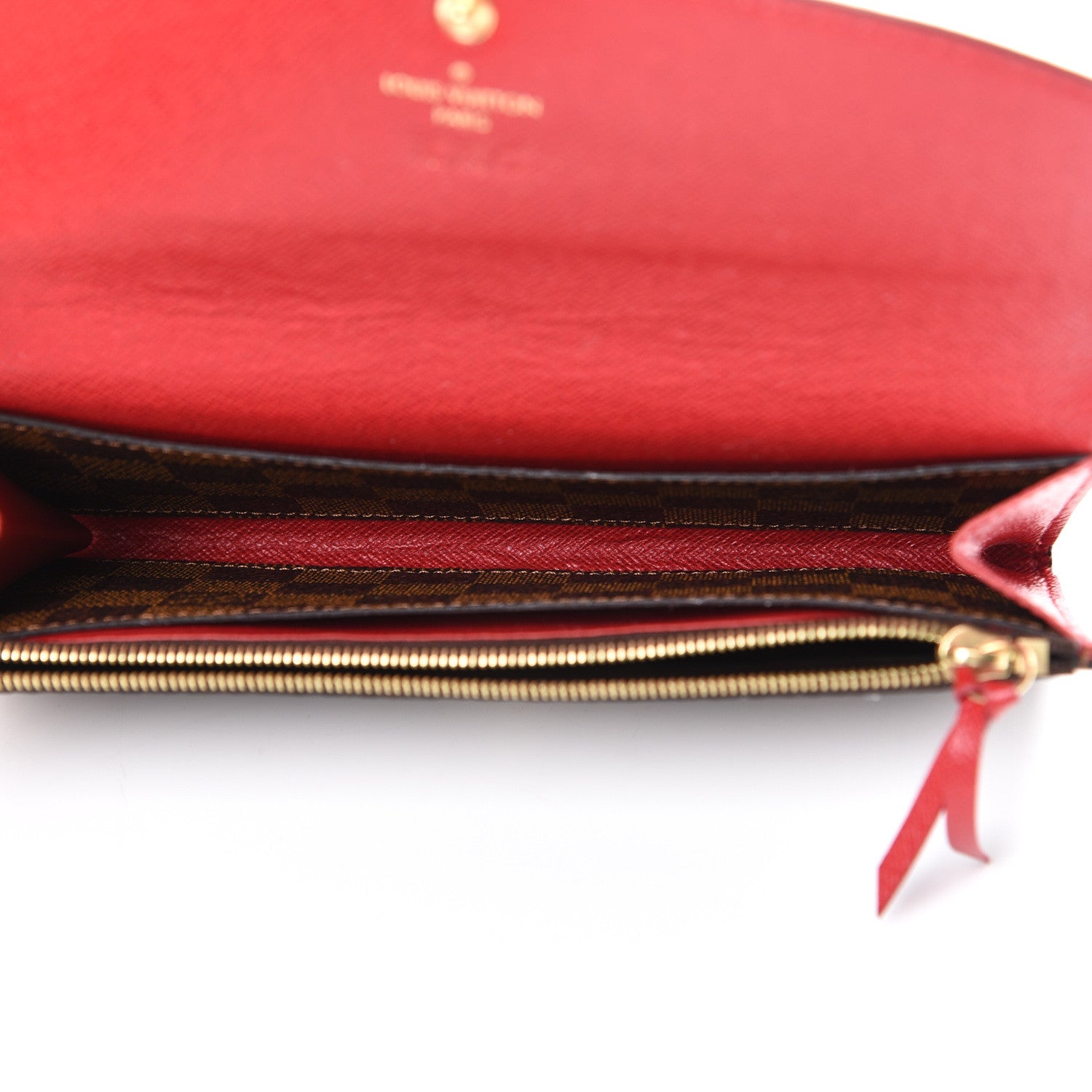 Louis Vuitton Damier Ebene Emilie Wallet Red 4 of 8