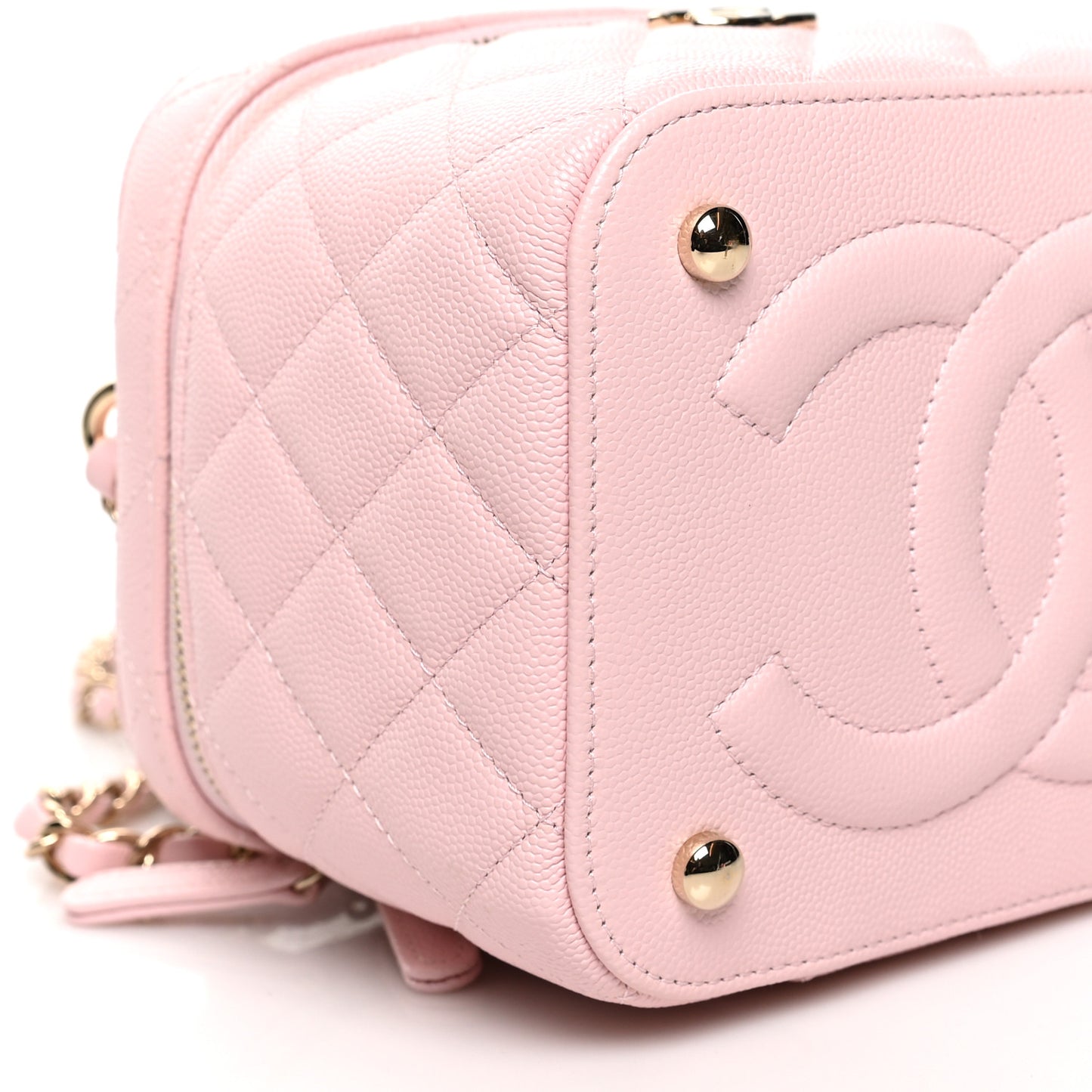 Caviar Quilted Small CC Vanity Case Light Pink