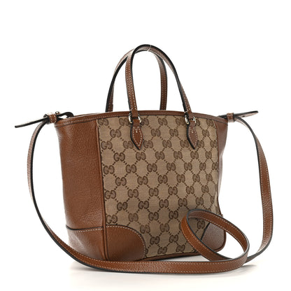 Gucci Monogram Textured Calfskin Mini Bree Top Handle Bag Beige Ebony Nocciola 3 of 12