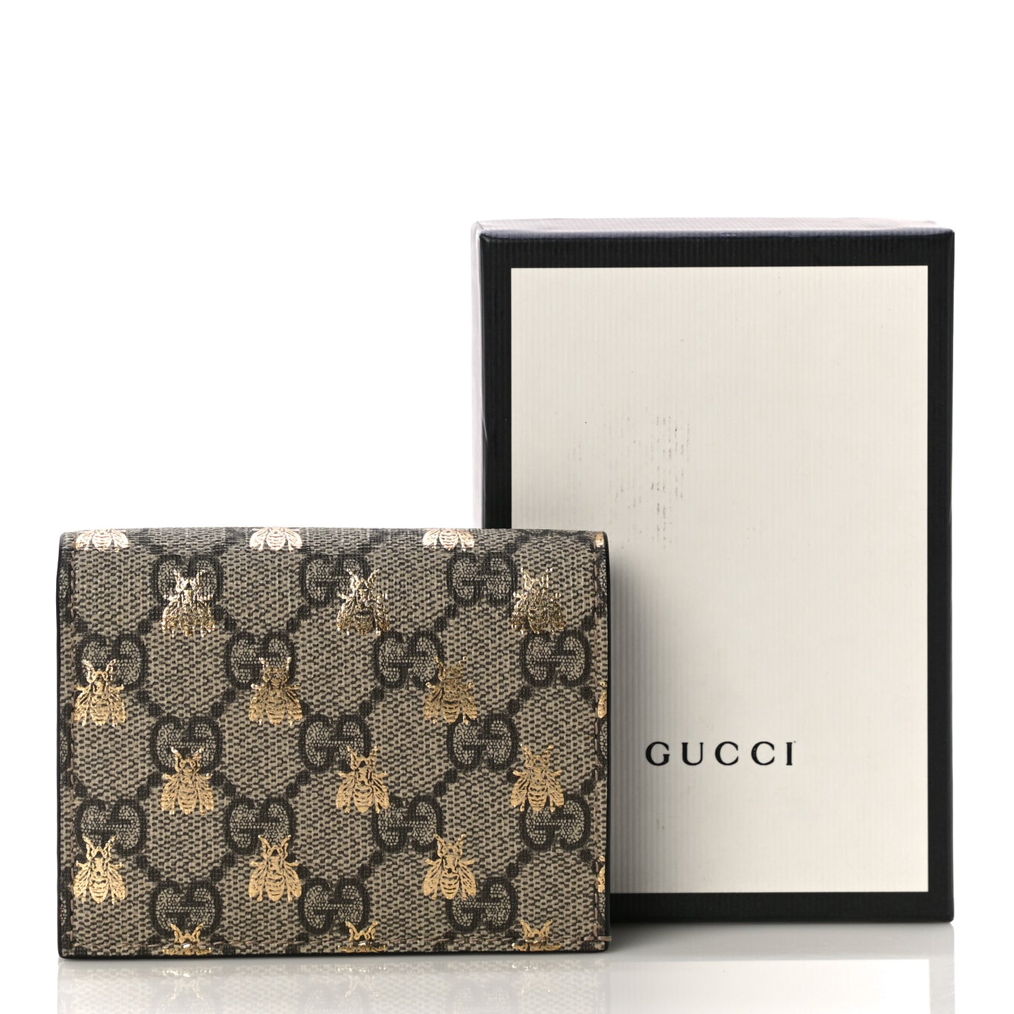 GG Supreme Monogram Bee Print Card Case
