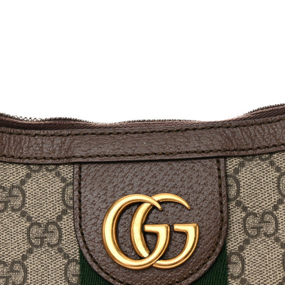 Gucci GG Supreme Monogram Textured Dollar Calfskin Web Small Ophidia Half Moon Hobo Beige Ebony New Acero 11 of 14