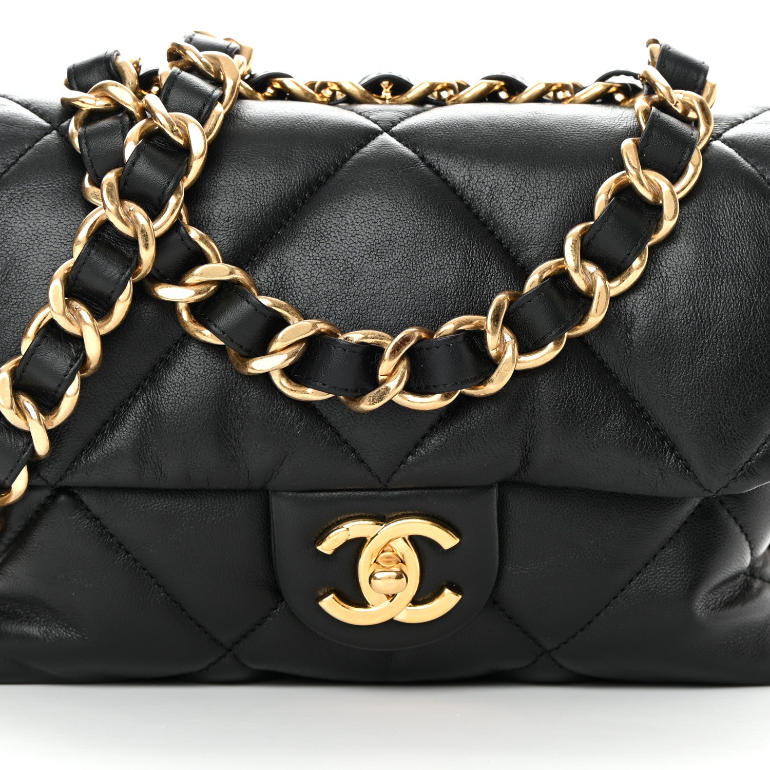 Chanel Lambskin Quilted Small Chain Top Handle Flap Black 8 of 11