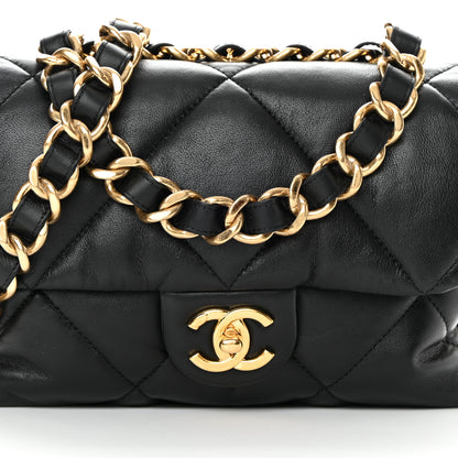 Chanel Lambskin Quilted Small Chain Top Handle Flap Black 8 of 11