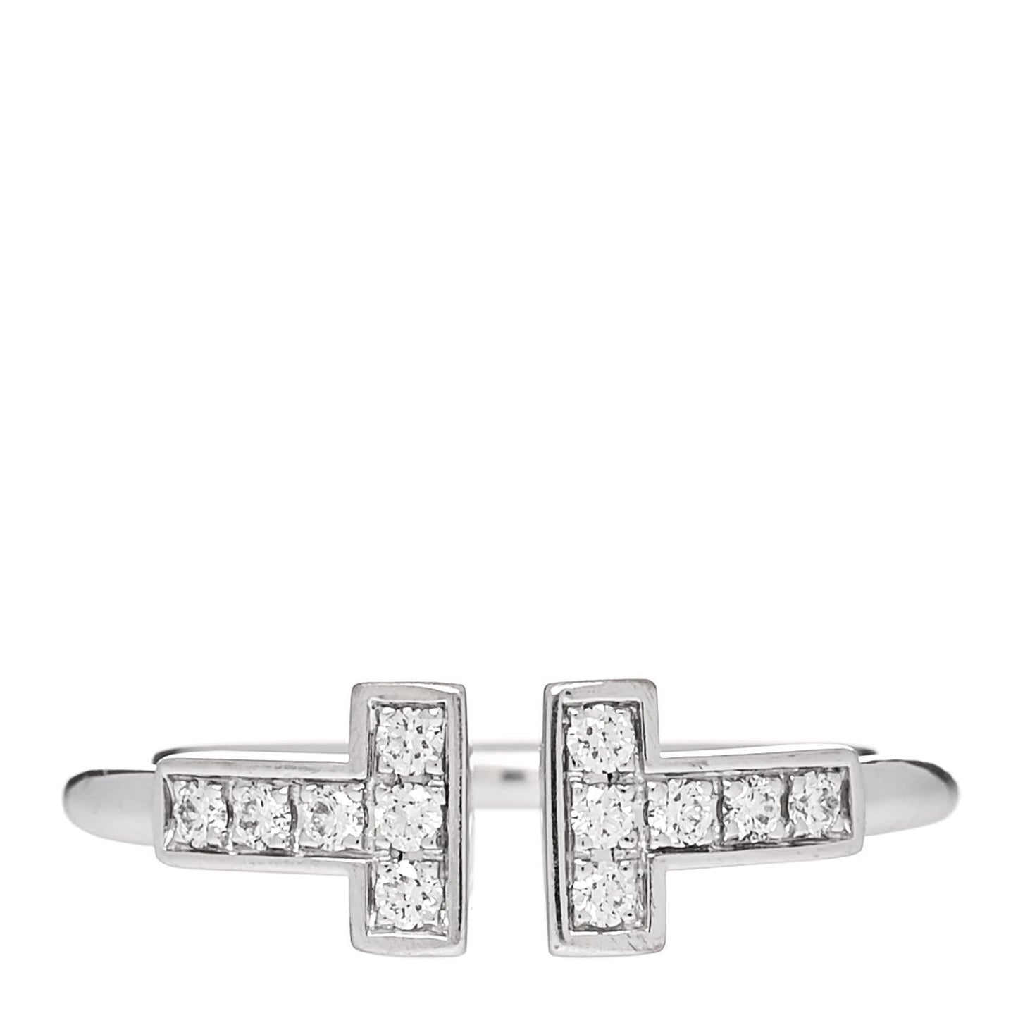 18K White Gold Diamond T Wire Ring 52 6