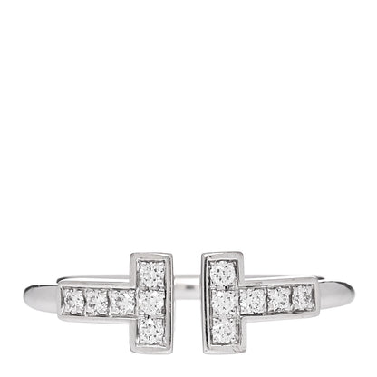 Tiffany 18K White Gold Diamond T Wire Ring 52 6 1 of 5