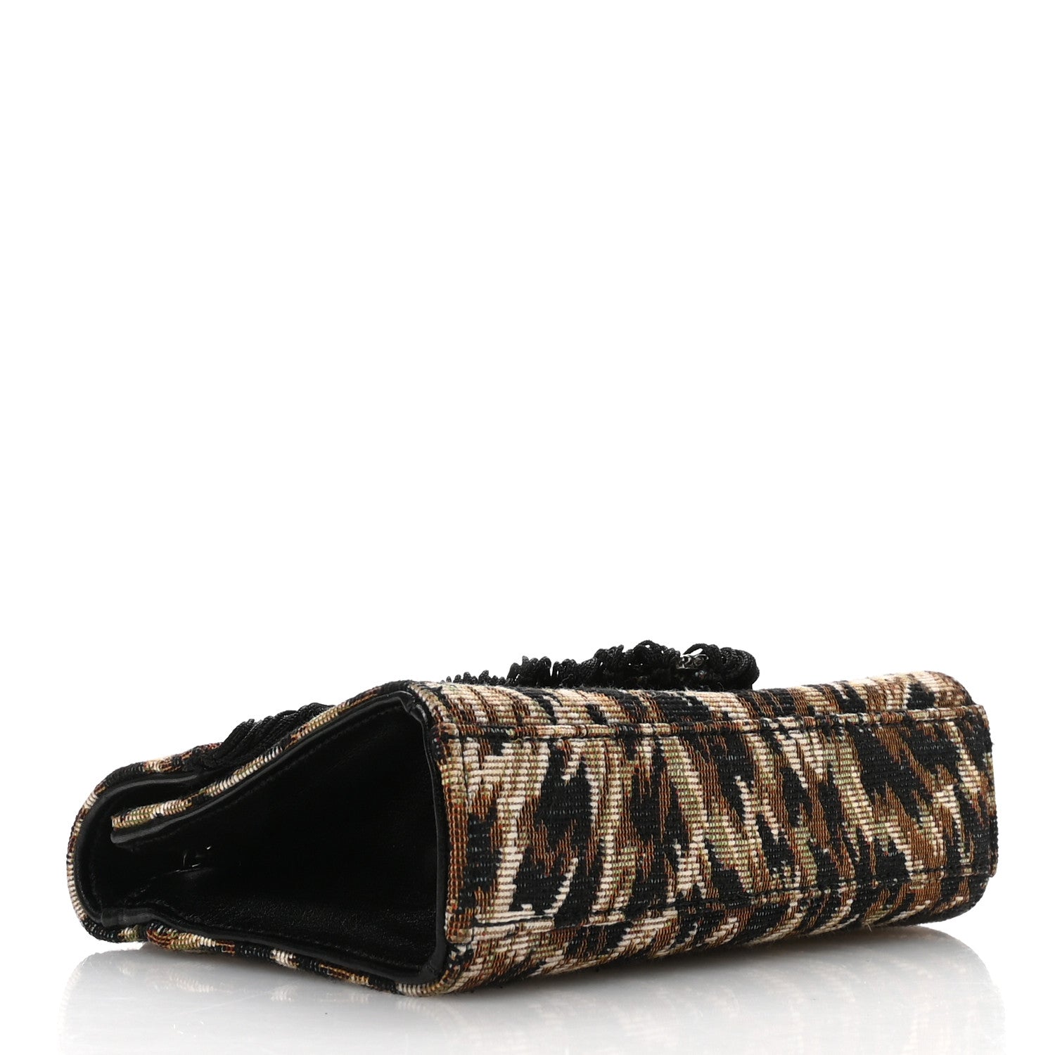 Saint Laurent Canvas Leopard Print Fringe Baby Monogram Satchel Black Multicolor 4 of 10