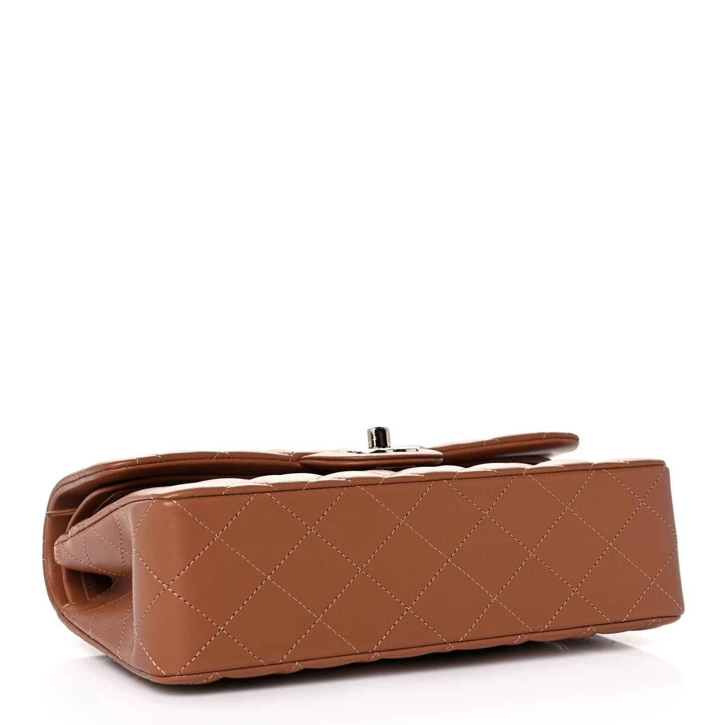 Lambskin Quilted Small Double Flap Brown