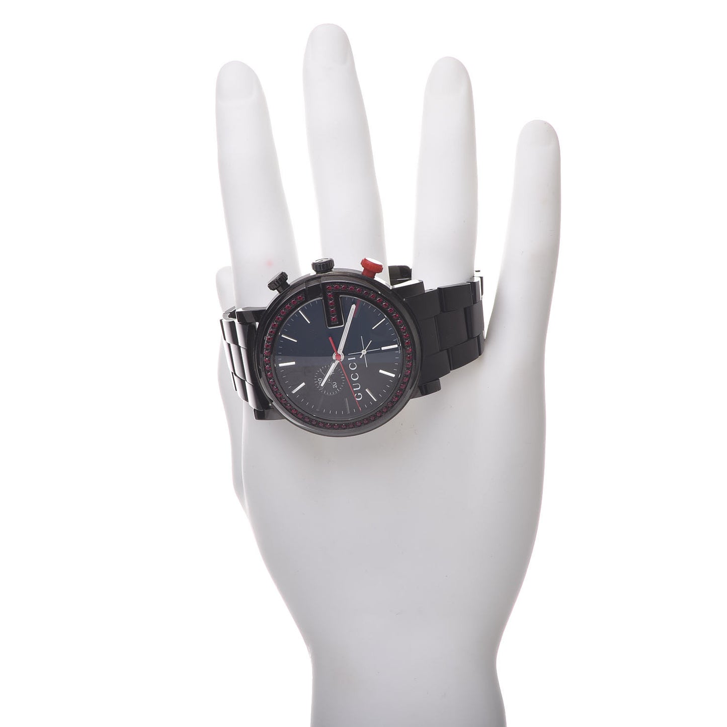 Stainless Steel Red Topaz 44mm G-Chrono Quartz Watch Black