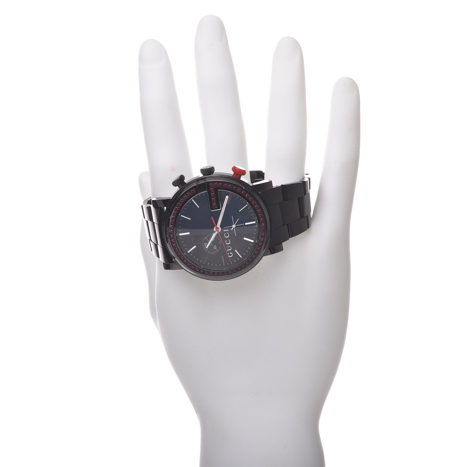 Gucci Stainless Steel Red Topaz 44mm G-Chrono Quartz Watch Black 2 of 6