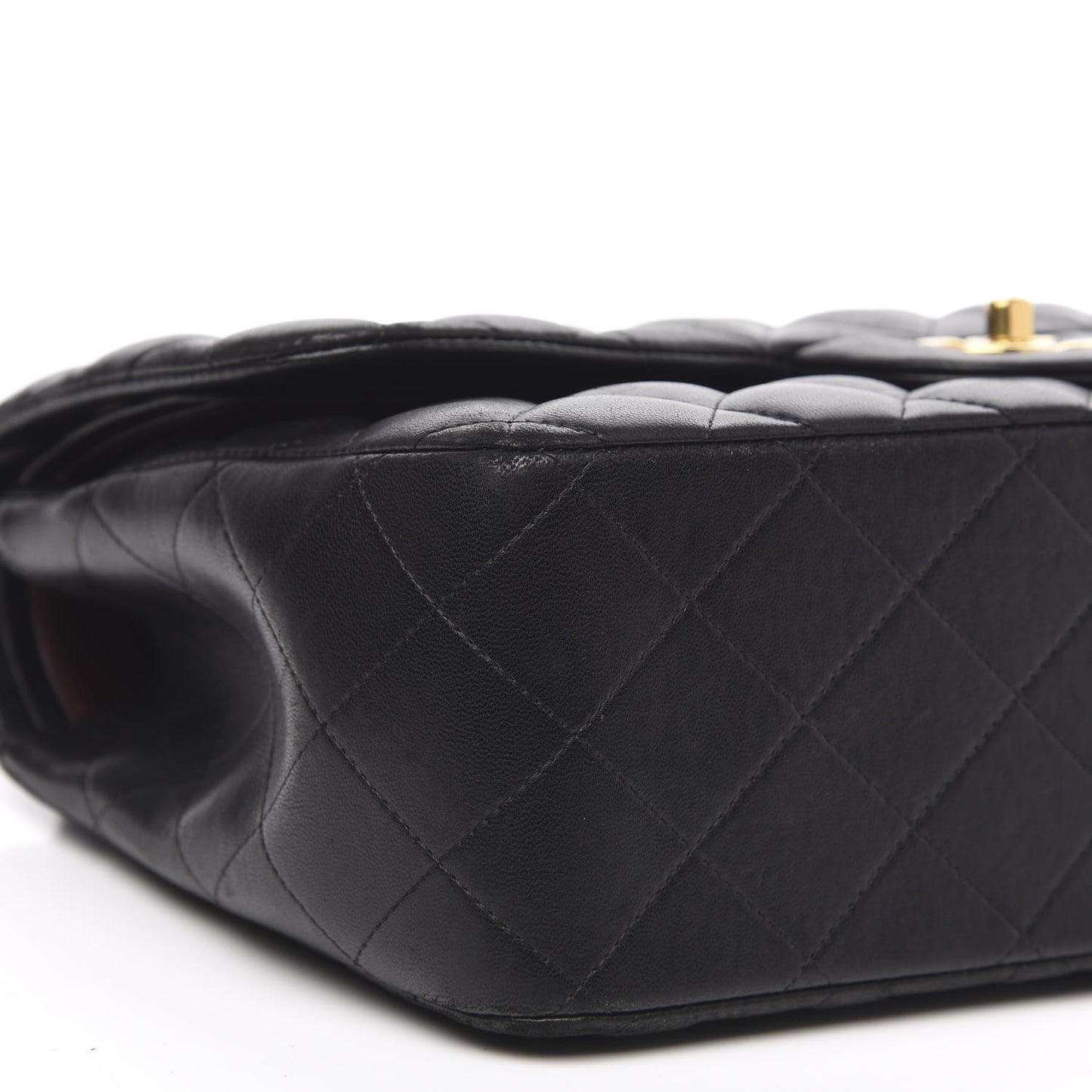 Lambskin Quilted Jumbo Double Flap Black