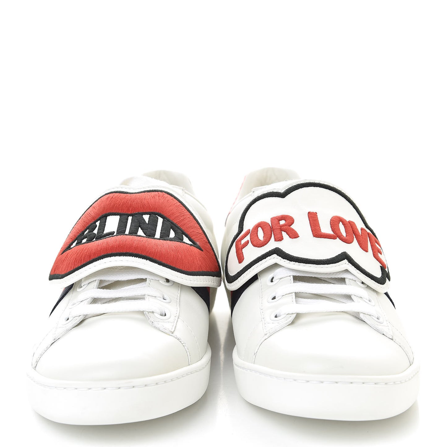 Calfskin Ayers Web Blind for Love Embroidered Womens Ace Sneakers 38.5 White